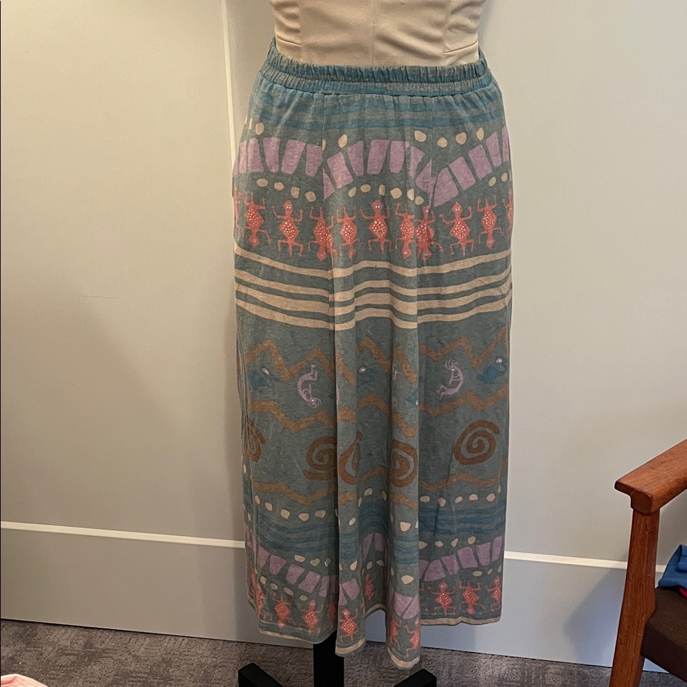 Vintage Chicos Patterned Knit Midi Skirt